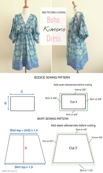 boho kimono dress pattern Diane Kimono Dress (PDF)