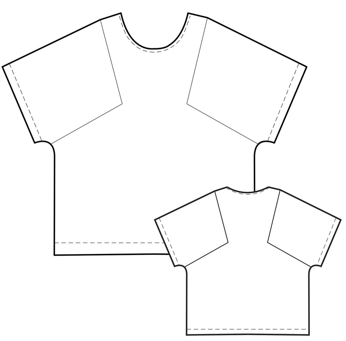 Line drawing of pattern showing front and back